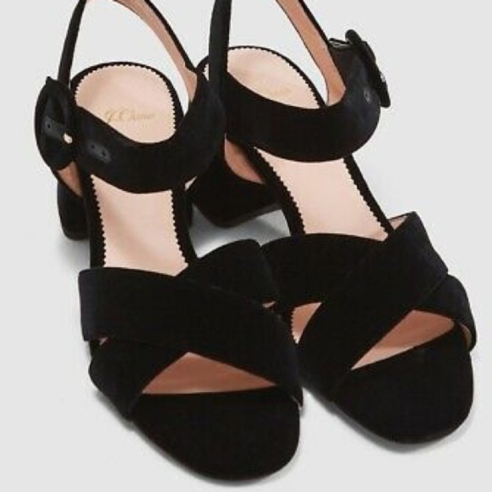 NIB J.Crew Velvet Penny Ankle Strap Heels